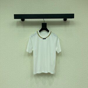 Miu Miu 2026 New Crew Neck Rhinestone Short Sleeve T-Shirt